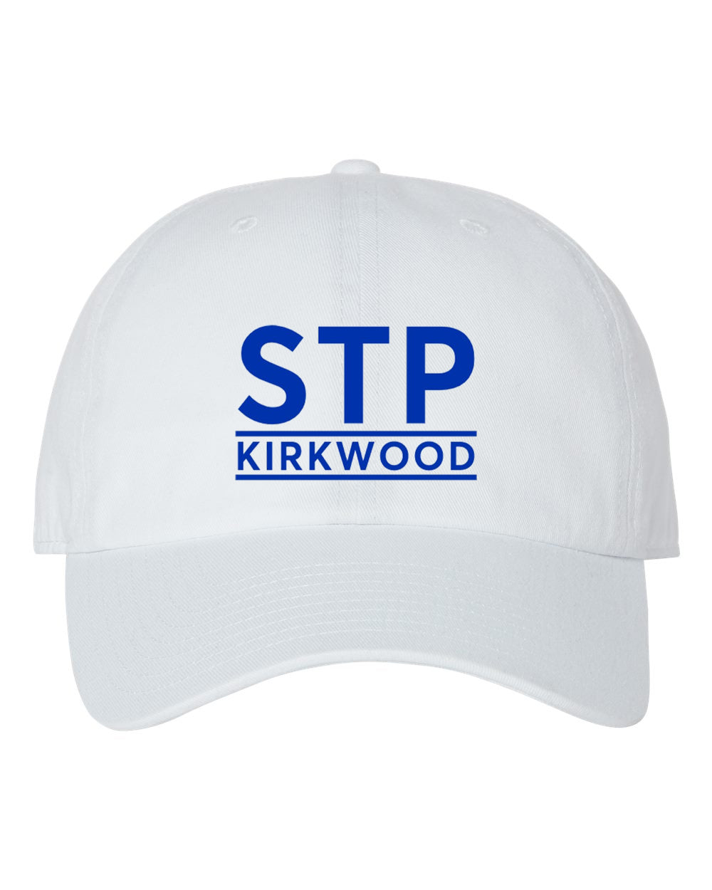 STP White ball cap with STP Kirkwood embroidered