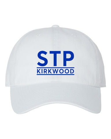 STP White ball cap with STP Kirkwood embroidered