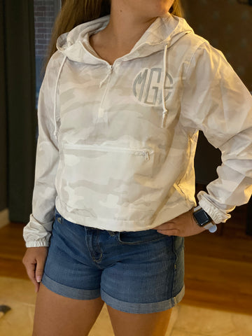 Women's Lightweight Quarter-Zip Pullover Crop Camo Windbreaker